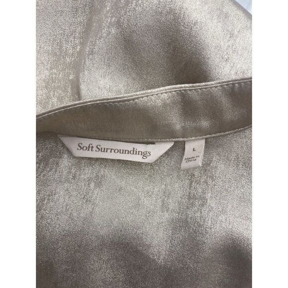 Soft Surrounding Gigi Gold Split Neck Hi-Low Long Sleeve Shirt Size L - Picture 10 of 11